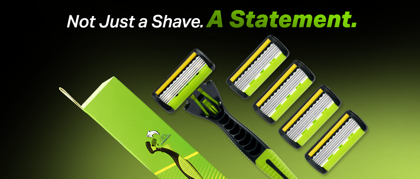 Mr. Stag Beast 6-Edge Razor for Men with 1 Handle & 2 Cartridges, Aloe Vera & Vitamin E (Pack of 1) detail